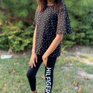 NWT Vince Camuto Black Polka Dot Shirt/Top